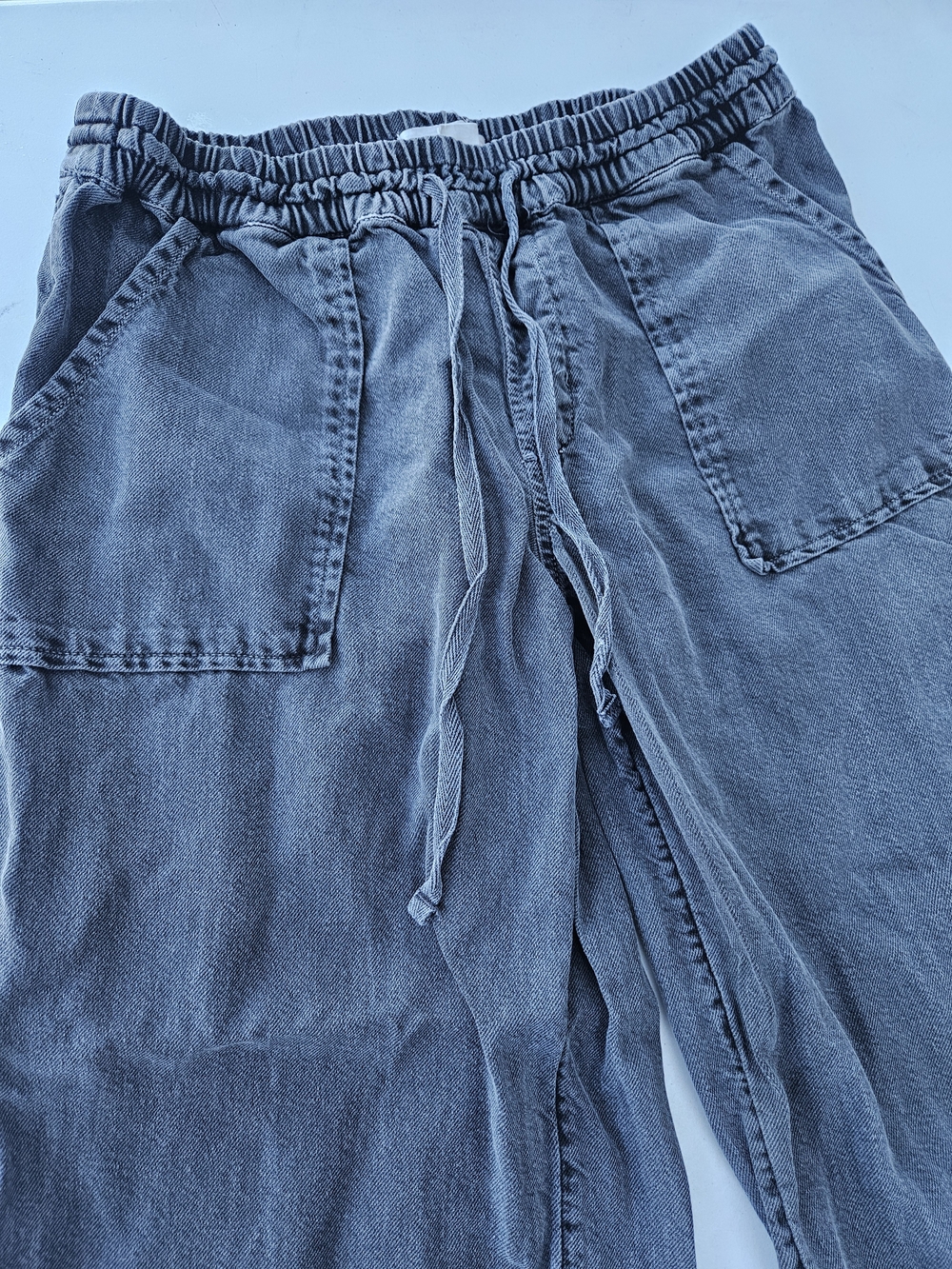 O'Neill Gray Wide Leg Crop Pants Drawstring Elastic Waist Boho Casual Size S